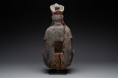 A Chinese polychromed wooden Buddha, 20th C.