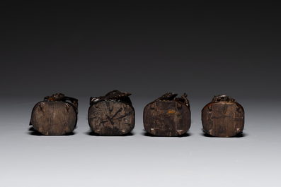 Eight Chinese hardwood figures of female deities, 19th C.