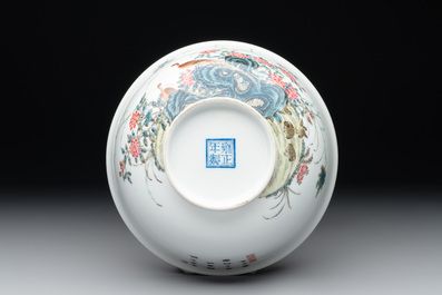 A Chinese famille rose 'pheasants and flowers' bowl, Yongzheng mark, Republic