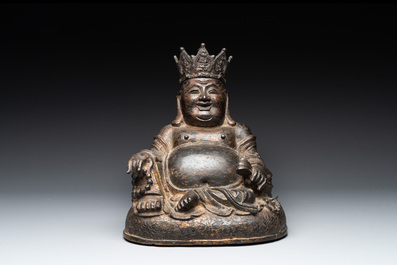A Chinese gilt bronze crowned Milefo Buddha, Ming