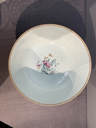 A large Chinese famille rose export porcelain 'European subject' bowl, Qianlong