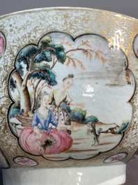 A large Chinese famille rose export porcelain 'European subject' bowl, Qianlong