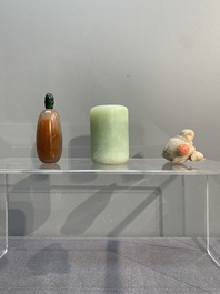 A collection of 12 Chinese snuff bottles and a jade pendant, Chenghua mark, 18/20th C.