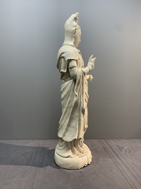A large Chinese Dehua blanc de Chine Guanyin, He Chaozong and Xuande mark, Republic