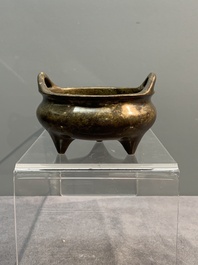 Three Chinese bronze censers, Xuande mark, Ming/Qing