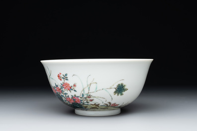 A Chinese famille rose 'pheasants and flowers' bowl, Yongzheng mark, Republic