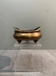 Three Chinese bronze censers, Xuande mark, Ming/Qing
