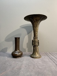 Five various Chinese archaistic bronze vases, Ming/Qing