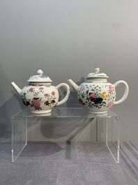 Two Chinese famille rose teapots and covers, Qianlong