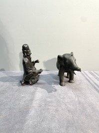 A collection of six Chinese bronze wares, Yuan and later