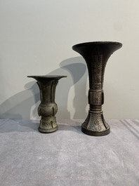 A collection of six Chinese bronze wares, Yuan and later