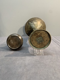 Five various Chinese archaistic bronze vases, Ming/Qing