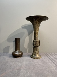 Five various Chinese archaistic bronze vases, Ming/Qing