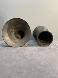 Five various Chinese archaistic bronze vases, Ming/Qing