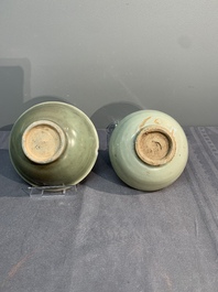 A collection of six Chinese Longquan celadon wares, Yuan/Ming