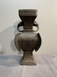 Five various Chinese archaistic bronze vases, Ming/Qing