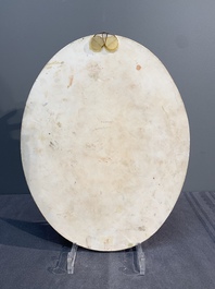 An oval Chinese polychrome-decorated 'Monkey King 孫悟空' plaque, 20th C.