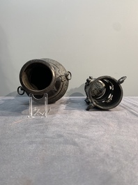 A collection of six Chinese bronze wares, Yuan and later