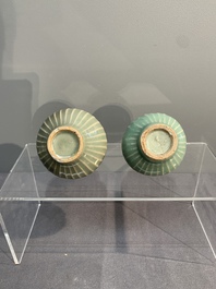 A collection of six Chinese Longquan celadon wares, Yuan/Ming