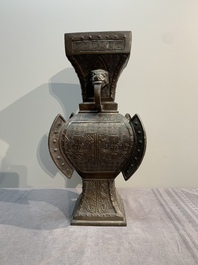 Five various Chinese archaistic bronze vases, Ming/Qing