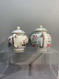 Two Chinese famille rose teapots and covers, Qianlong