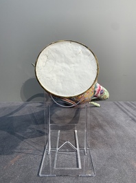 A large Chinese yellow-ground Canton enamel ewer and cover, Qianlong