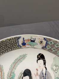 A fine Chinese famille verte 'court ladies' dish, Kangxi