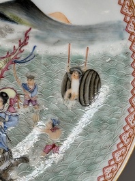 A Chinese famille rose eggshell 'immortals' plate, Qianlong mark, 20th C.