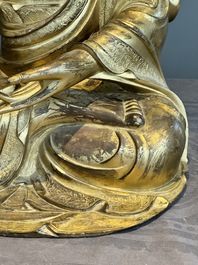An impressive and large Chinese gilt bronze Buddha, Ming, 16th C.