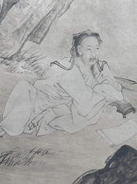 Follower of Qiu Ying 仇英 (1494-1552): 'Sage with a servant', ink on paper