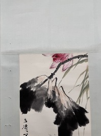 Wang Xuetao 王雪濤 (1903-1982): 'Goldfish and lotus', ink and colour on paper