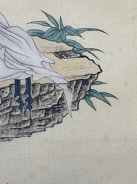Jin Zhang 金章 (1884-1939) and Jin Cheng 金城 (1878-1926): 'Bodhisattva seated on a lotus throne', ink and colour on paper