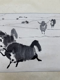 Wu Zuoren 吳作人 (1908-1997): 'Buffalo', ink on paper