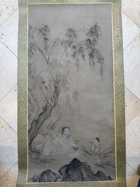 Follower of Qiu Ying 仇英 (1494-1552): 'Sage with a servant', ink on paper