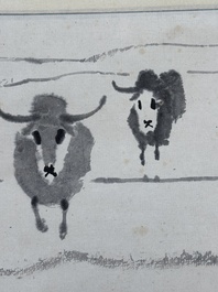 Wu Zuoren 吳作人 (1908-1997): 'Buffalo', ink on paper