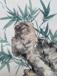 Wu Hufan 吳湖帆 (1894-1968): 'Bamboo and rocks', ink and colour on paper, dated 1949