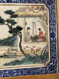 Eight Chinese famille rose 'rice and silk production' plaques, Republic