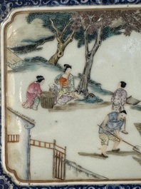 Eight Chinese famille rose 'rice and silk production' plaques, Republic