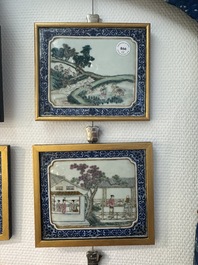 Eight Chinese famille rose 'rice and silk production' plaques, Republic