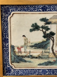 Eight Chinese famille rose 'rice and silk production' plaques, Republic