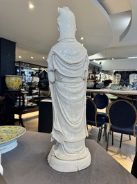 A large Chinese Dehua blanc de Chine Guanyin, He Chaozong and Xuande mark, Republic