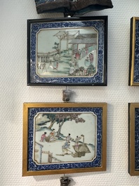 Eight Chinese famille rose 'rice and silk production' plaques, Republic