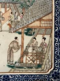 Eight Chinese famille rose 'rice and silk production' plaques, Republic