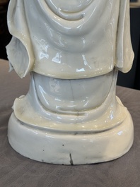 A large Chinese Dehua blanc de Chine Guanyin, He Chaozong and Xuande mark, Republic