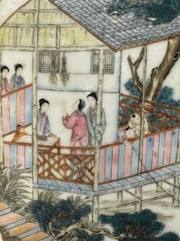 Eight Chinese famille rose 'rice and silk production' plaques, Republic
