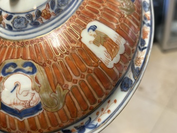 A Chinese Imari-style 'Parasol Ladies' tureen and stand after Cornelis Pronk, Qianlong, ca. 1740