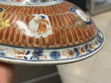 A Chinese Imari-style 'Parasol Ladies' tureen and stand after Cornelis Pronk, Qianlong, ca. 1740