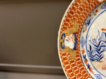 A Chinese Imari-style 'Parasol Ladies' tureen and stand after Cornelis Pronk, Qianlong, ca. 1740