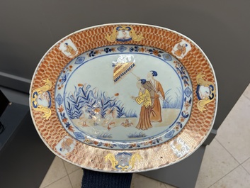 A Chinese Imari-style 'Parasol Ladies' tureen and stand after Cornelis Pronk, Qianlong, ca. 1740