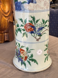 A Chinese wucai 'gu' vase with narrative design, Transitional period